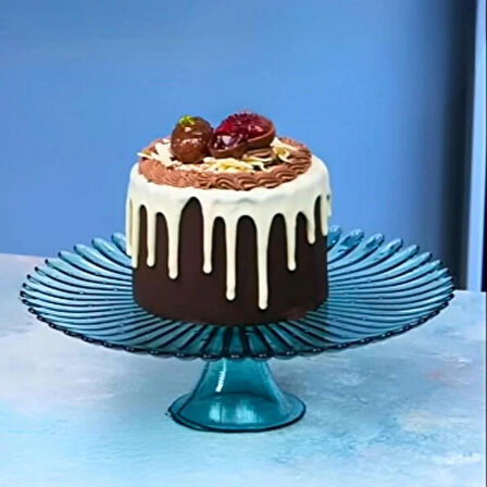 Colorina Çiçek Desenli Ayaklı Kek,pasta Tabağı 32 Cm 