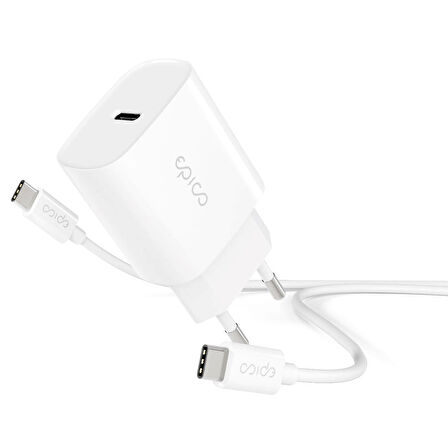 Epico 20W PD Şarj Cihazı USB-C Kablo 1.2m - Beyaz