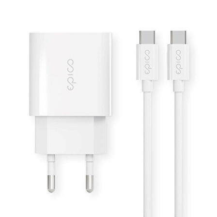 Epico 20W PD Şarj Cihazı USB-C Kablo 1.2m - Beyaz