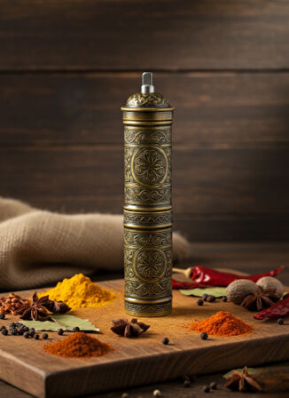 LUDIA Zamak Metal Antik Renk 3 lü Set Karabiber,Kahve,Çörek Otu El Değirmeni Öğütücü Grinder S2