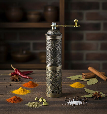 LUDIA Zamak Metal Kalay Renk 3 lü Set Karabiber,Kahve,Çörek Otu El Değirmeni Öğütücü Grinder S2