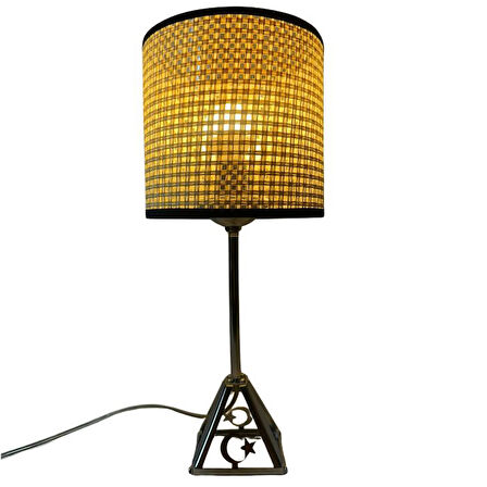 Uretti - Funda 1593 1704 Metal Ayaklı Luxe Hazeran Rattan Abajurlu Masa Lambası