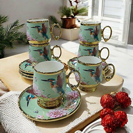 Royking Qush 6 Lı Kahve Fincanı Takımı YEŞİL BKY 006