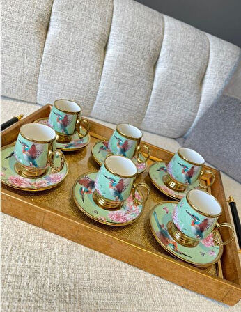 Royking Qush 6 Lı Kahve Fincanı Takımı YEŞİL BKY 006