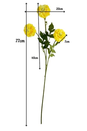 Yapay Çiçek Kasımpatı SARI Uzun Dal 3 Çiçekli 77Cm