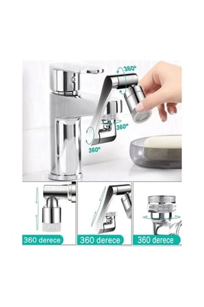 1 Adet Akrobat Musluk Başlığı – 1080° Dönebilen Musluk Ucu İki Modlu Havalandırıcı Ve Basınçlı Sprey Metal Görünümlü ABS Mutfak Banyo Aerator Faucet Aerator