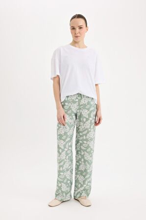 DeFacto Rahat Pantolon Wide Leg Geniş Bol Paça Desenli Yüksek Bel C4042AX25SPKH434