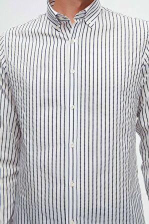 Ds Damat Slim Fit Açik Mavi Çizgili Gömlek 6HC02ORT10265 6HC02ORT10265