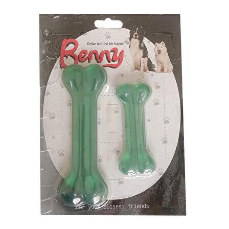 Benny Köpek Oyuncağı İkili Kemik 9 cm-14 cm Yeşil