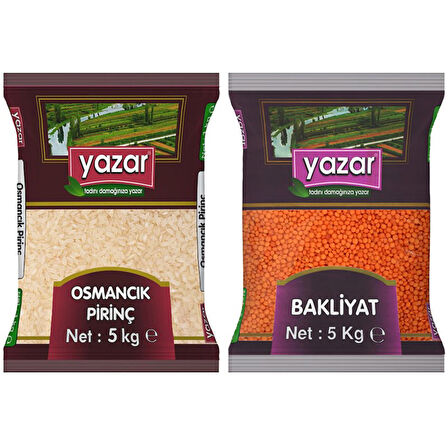 Yazar Osmancık Pirinç 5 Kg. + Kırmızı Mercimek 5 Kg.