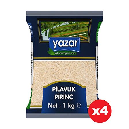 Yazar Ucuz Uygun Fiyat Pilavlık Pirinç 1 Kg. x 4 Adet