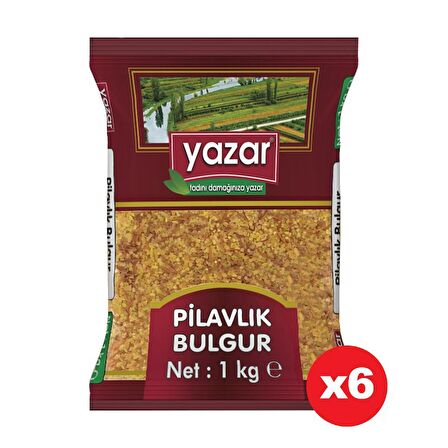 Yazar Şehriyeli Pilavlık Bulgur 1 Kg. x 6 Adet