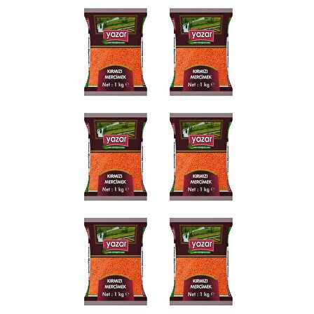 Yazar Yerli Kırmızı Mercimek 1 Kg. x 6 Adet