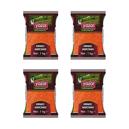 Yazar Yerli Kırmızı Mercimek 1 Kg. x 4 Adet