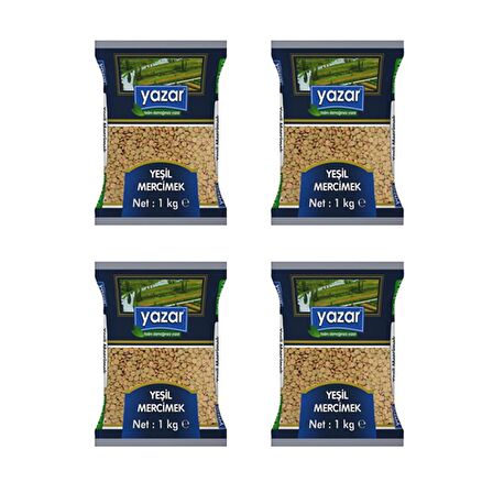 Yazar Yeşil Mercimek 1 Kg. x 4 Adet