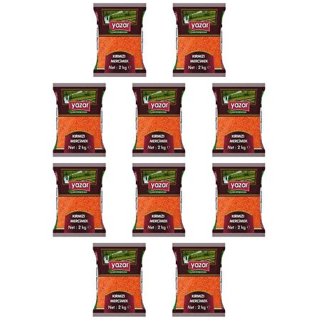 Yazar Yerli Kırmızı Mercimek 2 Kg. x 10 Paket