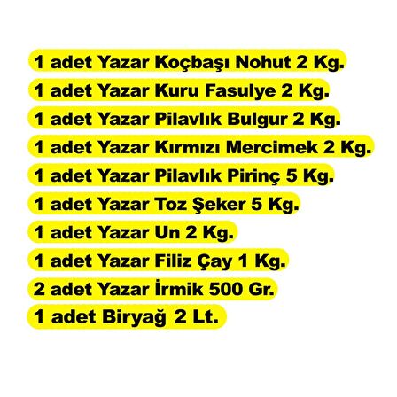 Yazar Ramazan Paketi 10 Parça 24 Kg