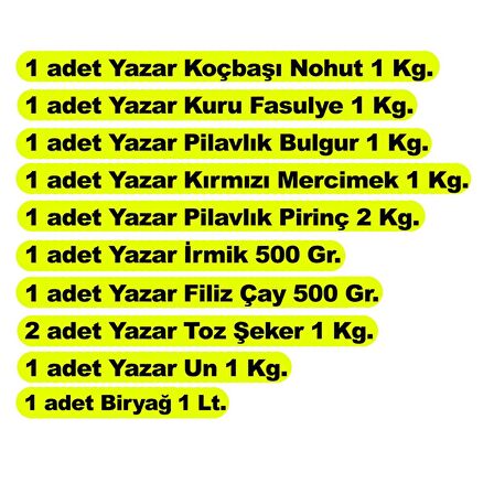 Yazar Ramazan Paketi 10 Parça 11 Kg