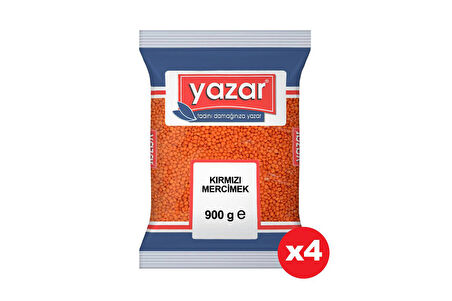 Yazar Kırmızı Mercimek 900 Gr. x 4 Adet