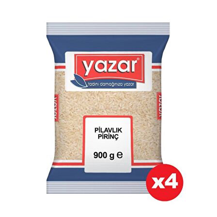 Yazar Ucuz Uygun Fiyat Pilavlık Pirinç 900 Gr. x 4 Adet