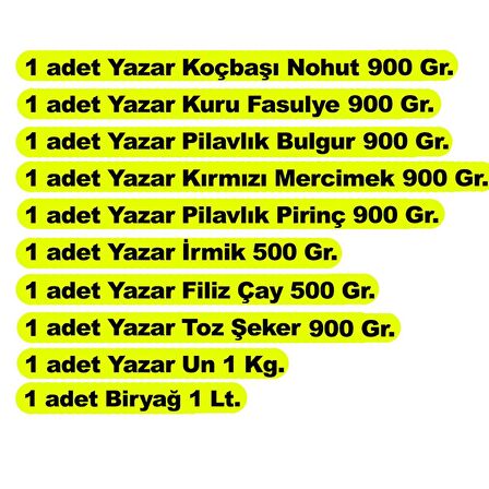 Yazar Ramazan Paketi 10 Parça 8,4 Kg.