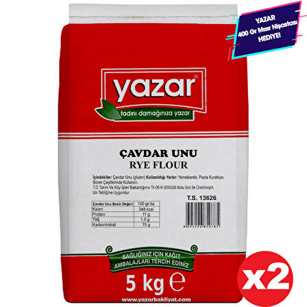 Yazar Taş Değirmende Öğütülmüş Çavdar Unu 5 Kg x 2 Paket