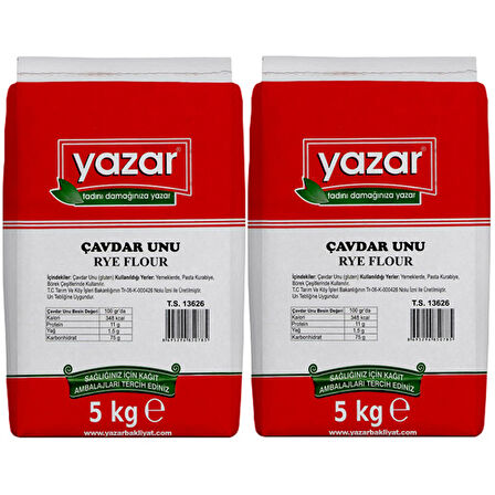 Yazar Taş Değirmende Öğütülmüş Çavdar Unu 5 Kg x 2 Paket