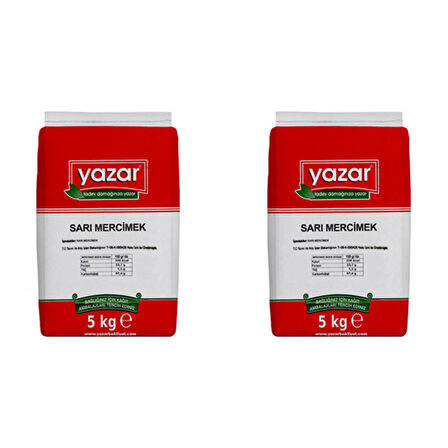 Yazar Sarı Mercimek 5 Kg x 2 Paket