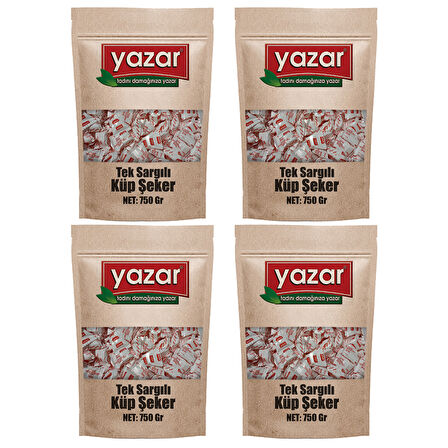 Yazar Tek Sargılı Küp Şeker 750 Gr.x 4 Adet