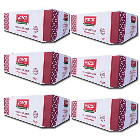 Yazar Tek Sargılı Kesme Küp Şeker 4 Kg. x 6 Adet