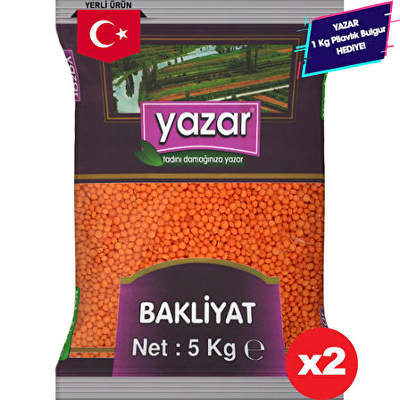 Yazar Yerli Kırmızı Mercimek 5 Kg x 2 Adet