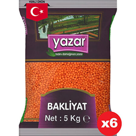 Yazar Yerli Kırmızı Mercimek 5 Kg x 6 Adet