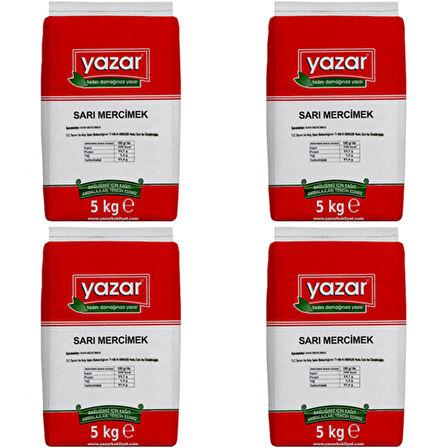 Yazar Sarı Mercimek 5 Kg x 4 Paket