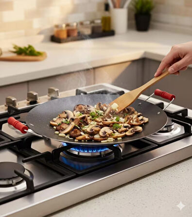 Tahta Saplı Kavurma Sac Tava ( 30 cm)