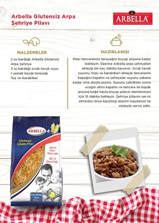 Arbella 3'lü Glutensiz Makarna Seti 400g X 3 Adet Arpa Şehriye, Spagetti ve Burgu Makarna