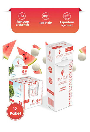 Mastiqe Doğal Karpuz Aromalı Damla Sakızlı Şekersiz Sakız 20 Grx12 Adet