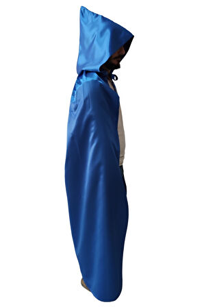 Mavi Renkli Kapüşonlu Pelerin