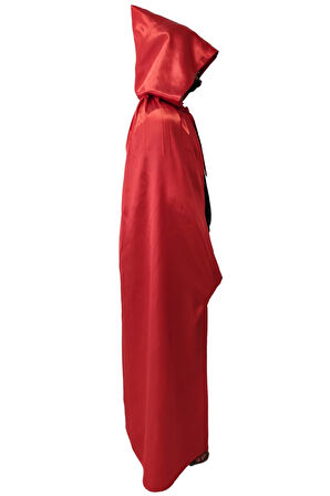 Kırmızı Renkli Kapüşonlu Pelerin