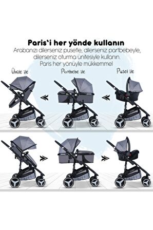 8'in1 Yeni Doğan Set 945 Travel Sistem Bebek Arabası Ve 505 Bebek Sepeti Anne Yanı Beşik