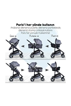 8'in1 Yeni Doğan Set 945 Travel Sistem Bebek Arabası Ve 505 Bebek Sepeti Anne Yanı Beşik