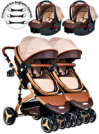 Baby Home 945 Ayrılıp Birleşebilen Travel Sistem İkiz Bebek Arabası