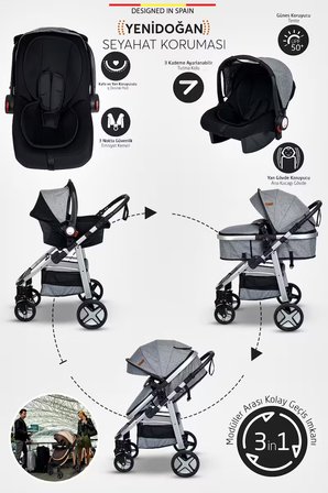 Baby Home 950 Ayrılıp Birleşebilen Travel Sistem İkiz Bebek Arabası