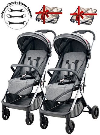 Joell Cabin Kabin Boy Ayrılıp Birleşebilen İkiz Bebek Arabası