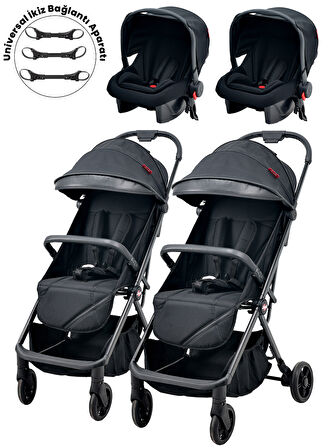 Joell Kabin Boy Ayrılıp Birleşebilen Travel Sistem İkiz Bebek Arabası