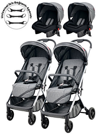 Joell Kabin Boy Ayrılıp Birleşebilen Travel Sistem İkiz Bebek Arabası