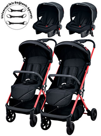 Joell Kabin Boy Ayrılıp Birleşebilen Travel Sistem İkiz Bebek Arabası