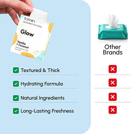 Fomin Vanilya ve Hindistan Cevizli Deodorant Mendil 15 Adet