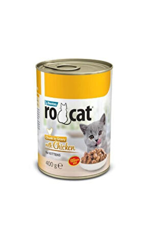 Ro-cat tavuklu yavru parça etli kedi konserve 400 Gr x 3 adet