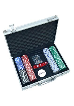 Poker Çip Set 200'lük - Çuha Ve 2 Deste Vegas Poker Plastik Oyun Kağıdı Hediyeli