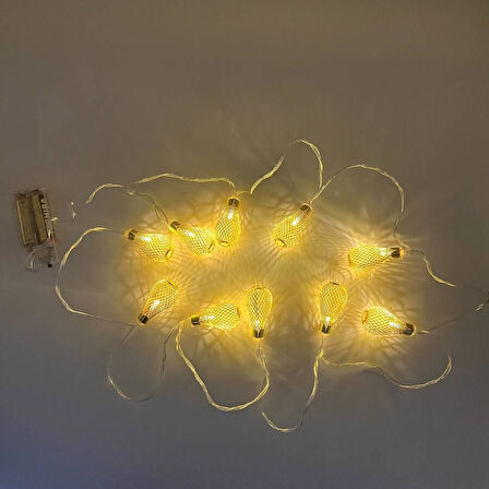 Armut Ampül Şekilli LED Işık - 10 Adet, 2 Metre, Pilli